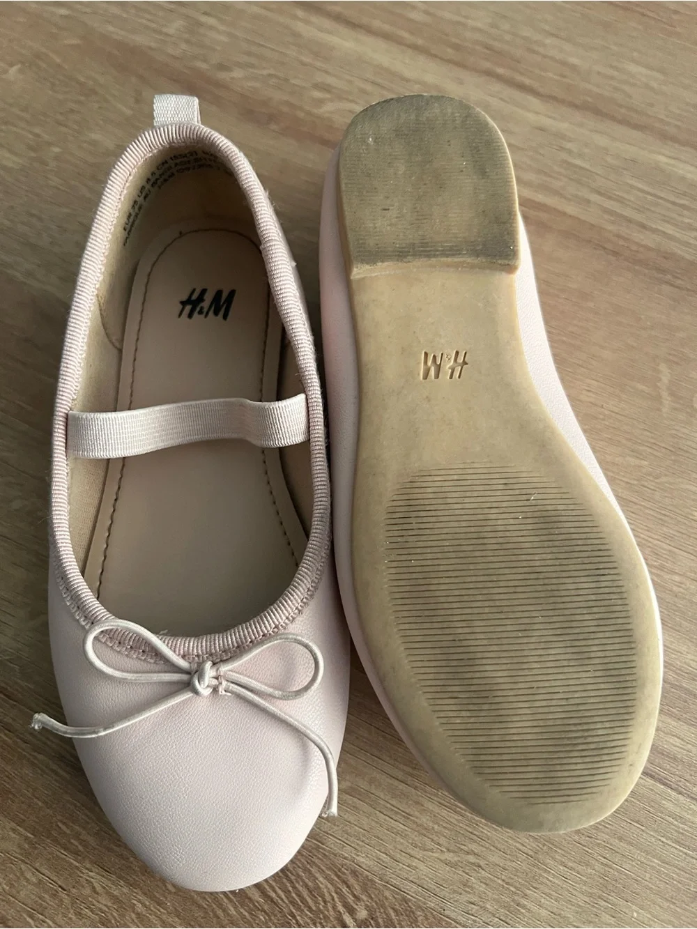 H&M Light Pink Girls' Bow Ballet Flats with Elastic Strap